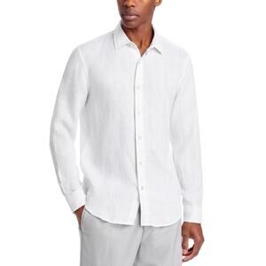 The Men's Store at Bloomingdale's Tonal Stitch Linen Shirt White Size L 0602
